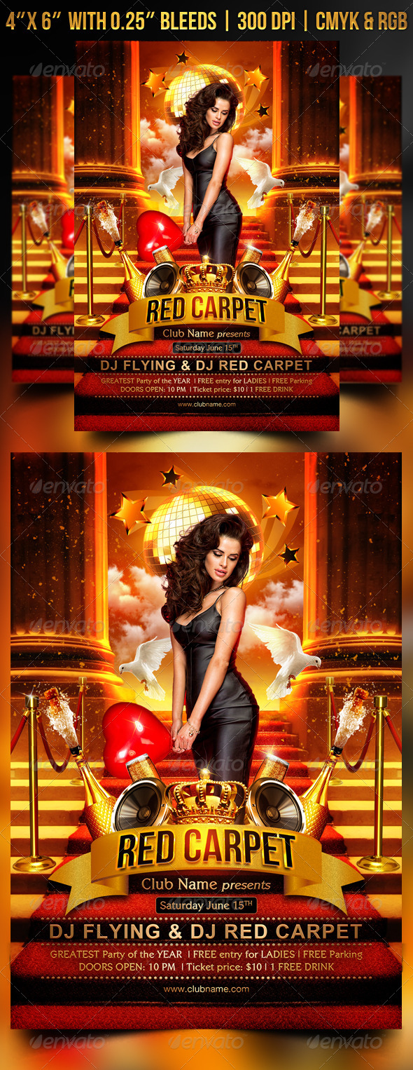 Red Carpet Flyer Template - Clubs & Parties Events