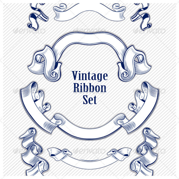 Retro Ribbon Set - Flourishes / Swirls Decorative