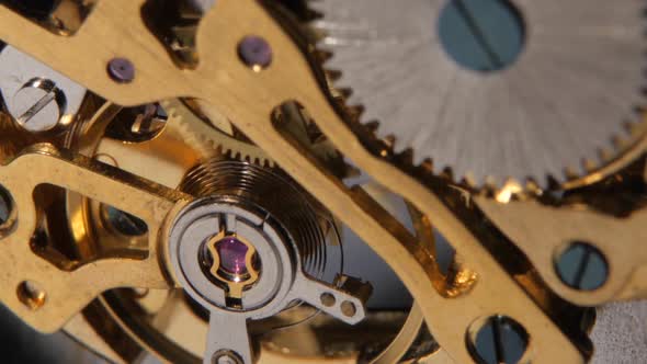 Gear System Rotation. Close Up alt