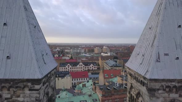 Aerial View of Lund Cathedral Towers