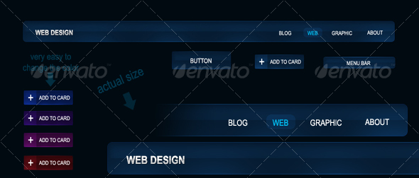 The Blue Knight - Stylish Royal Web 2.0 Navigation - Buttons Web Elements