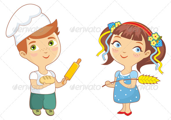 Baker Children Boy and Girl - People Characters