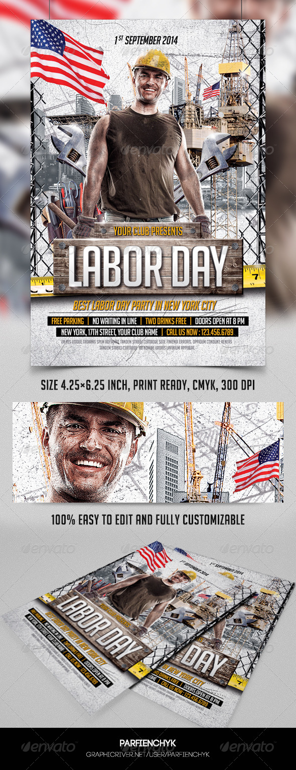 Labor Day Party Flyer Template - Clubs & Parties Events
