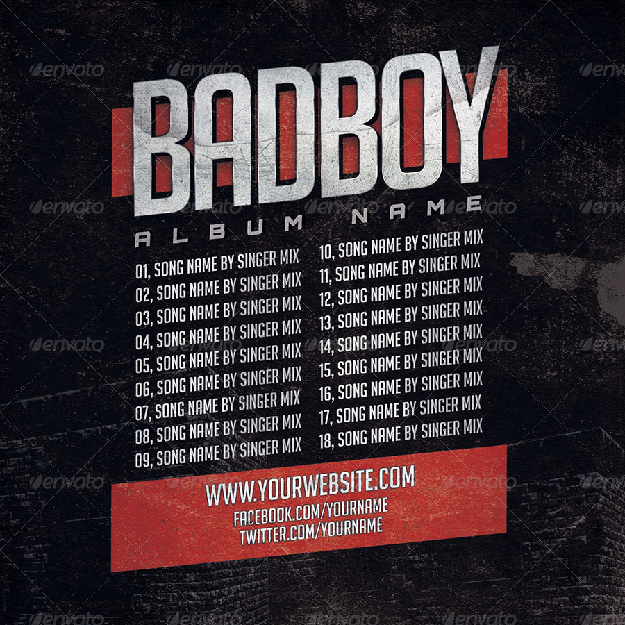 Mixtape Cover Template PSD Bad Boy by Hartmanns GraphicRiver
