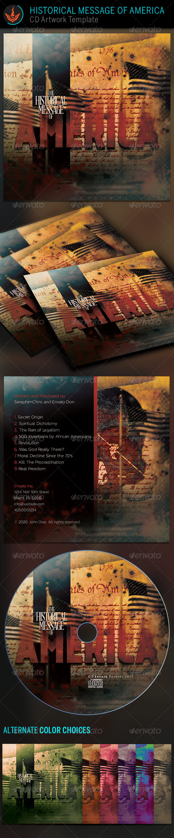 Historical Message of America CD Artwork Template - CD & DVD Artwork Print Templates