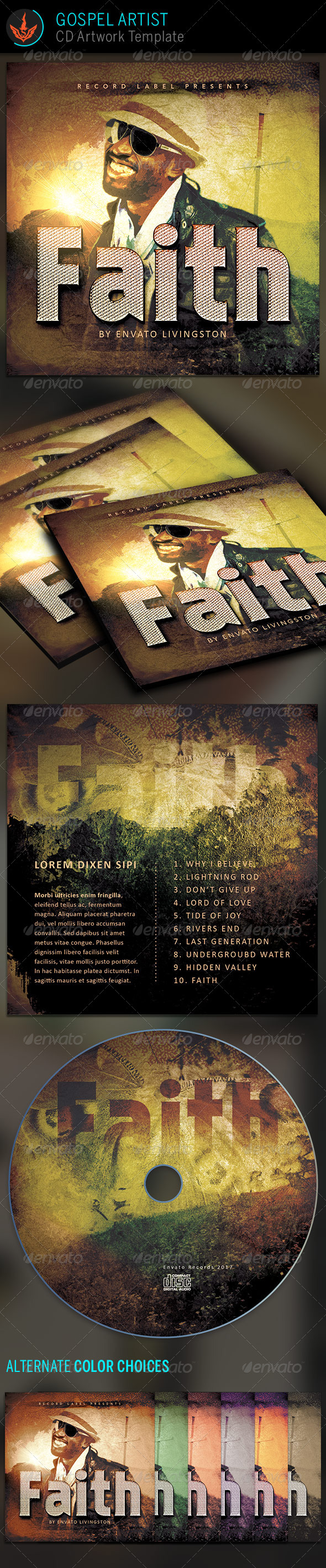 Gospel Artist CD Artwork Template - CD & DVD Artwork Print Templates