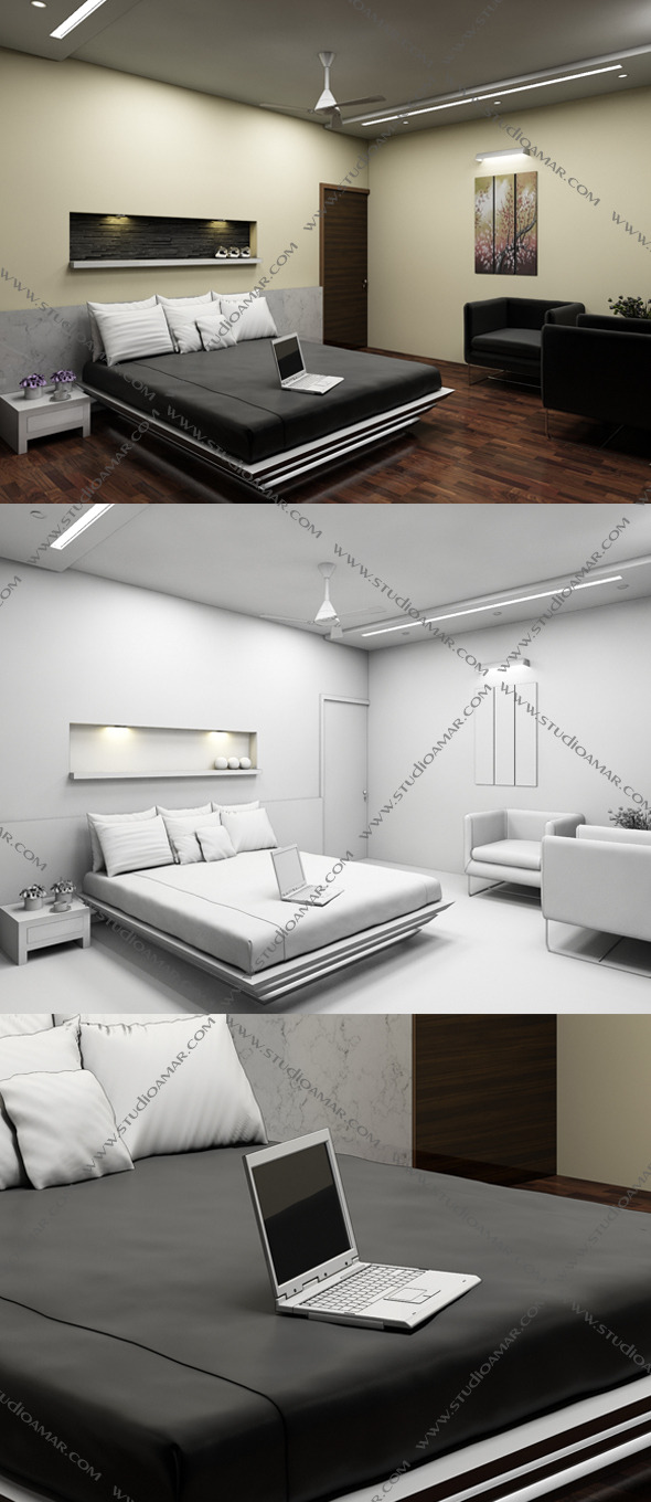 Realistic Bed Room - 3Docean 8611105