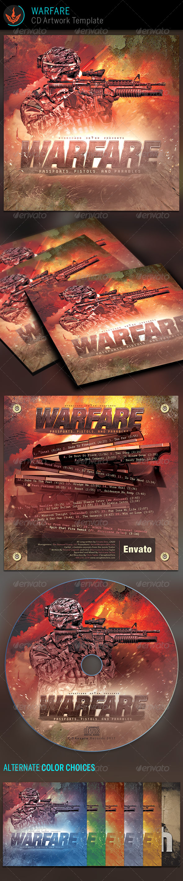 Warfare Gaming CD Artwork Template - CD & DVD Artwork Print Templates