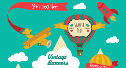 Vintage Cards, Banners, Frames and Ribbons