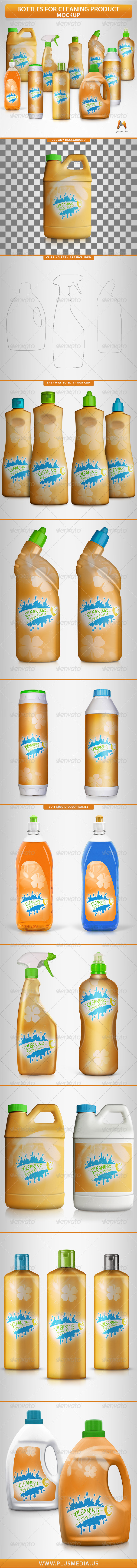 Bottles for Cleaning Products Mockup