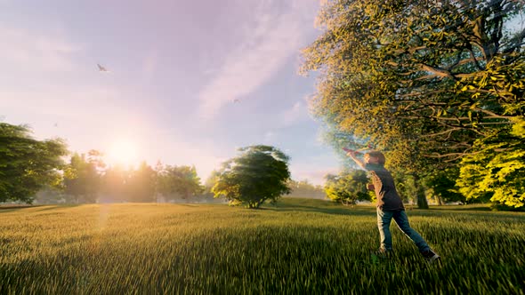 Children running in the forest alt