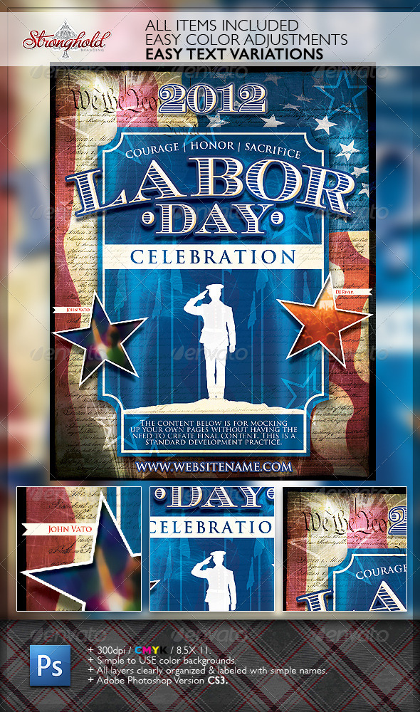 Vintage Labor Day Flyer Template - Holidays Events