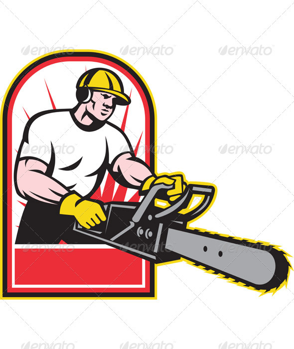 Tree Trimmer Arborist Holding A Chainsaw - People Characters