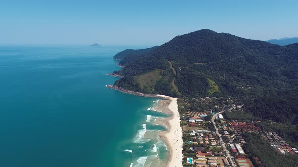 Maresias beach landmark travel destination in Brazil. alt