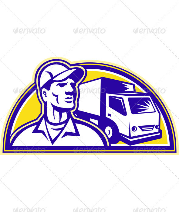 Removal Man Delivery Guy with Moving Van - People Characters