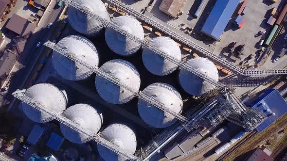 View From Above of the Grain Terminal in the Commercial Sea Port