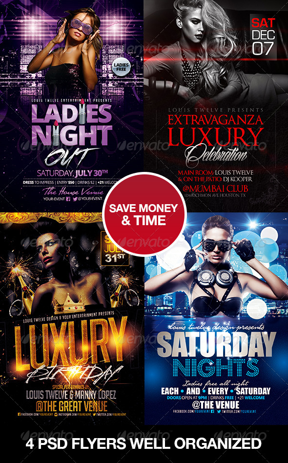 VIP Party Bundle v1 | 4 PSD Files - Clubs & Parties Events