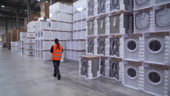 Manager Checks Goods in Warehouse alt