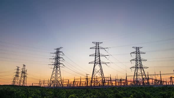 Pylons And Substations, Stock Footage 