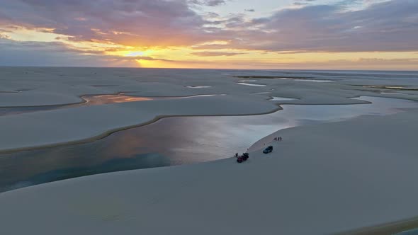 H264drone Going Up And Going Back, Shows A Beautiful Colorful Sunset On The Horizon