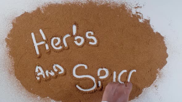 Indian Fingers Writes On Curry Herbs Spices