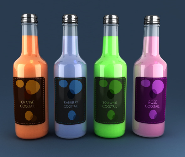 4 Cocktail Bottles - 3Docean 8659258