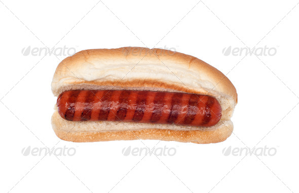 Grilled hotdog on white - Stock Photo - Images