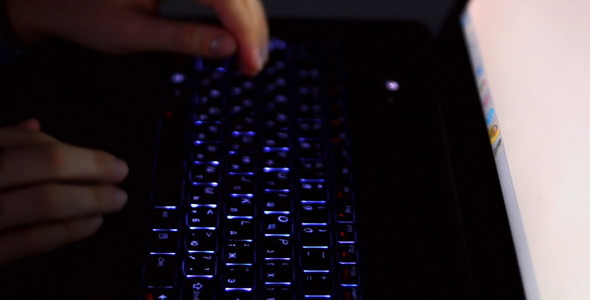 Typing  On a Laptop Keyboard In The Dark