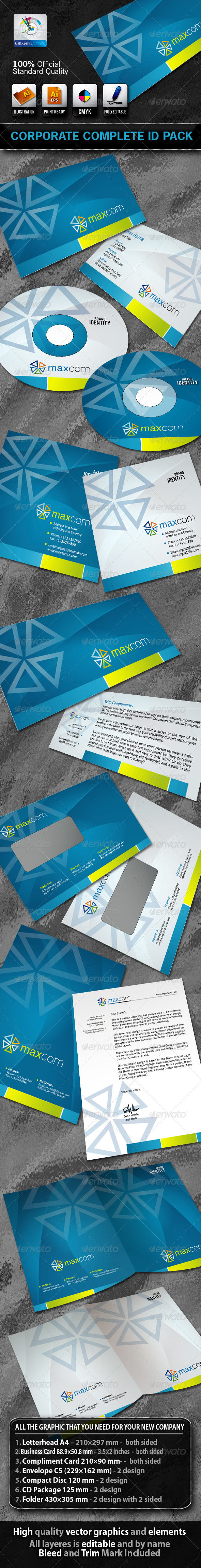 MaxCom Business Corporate ID Pack With Logo - Stationery Print Templates