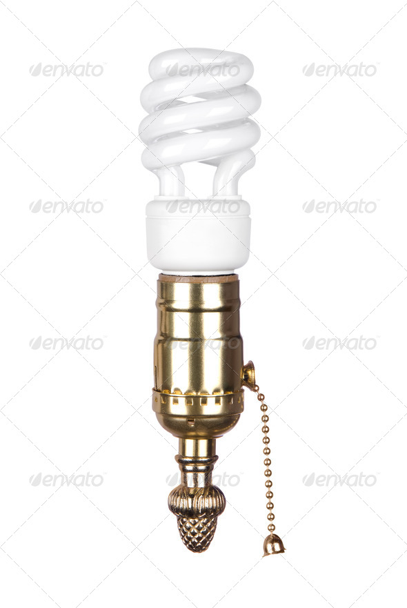 Lightbulb and socket with pull chain - Stock Photo - Images
