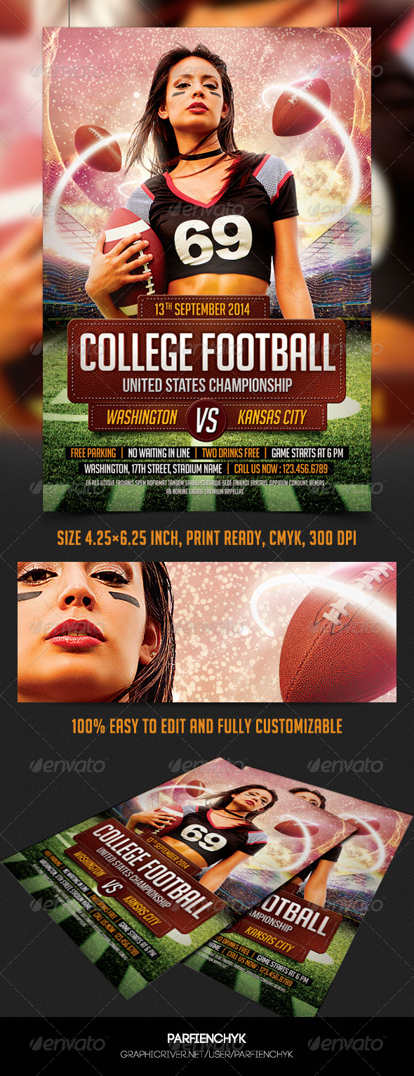 College Football Flyer Template - Sports Events