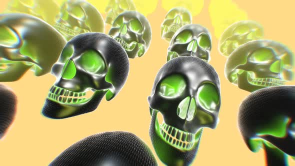 Metal glowing skulls grid