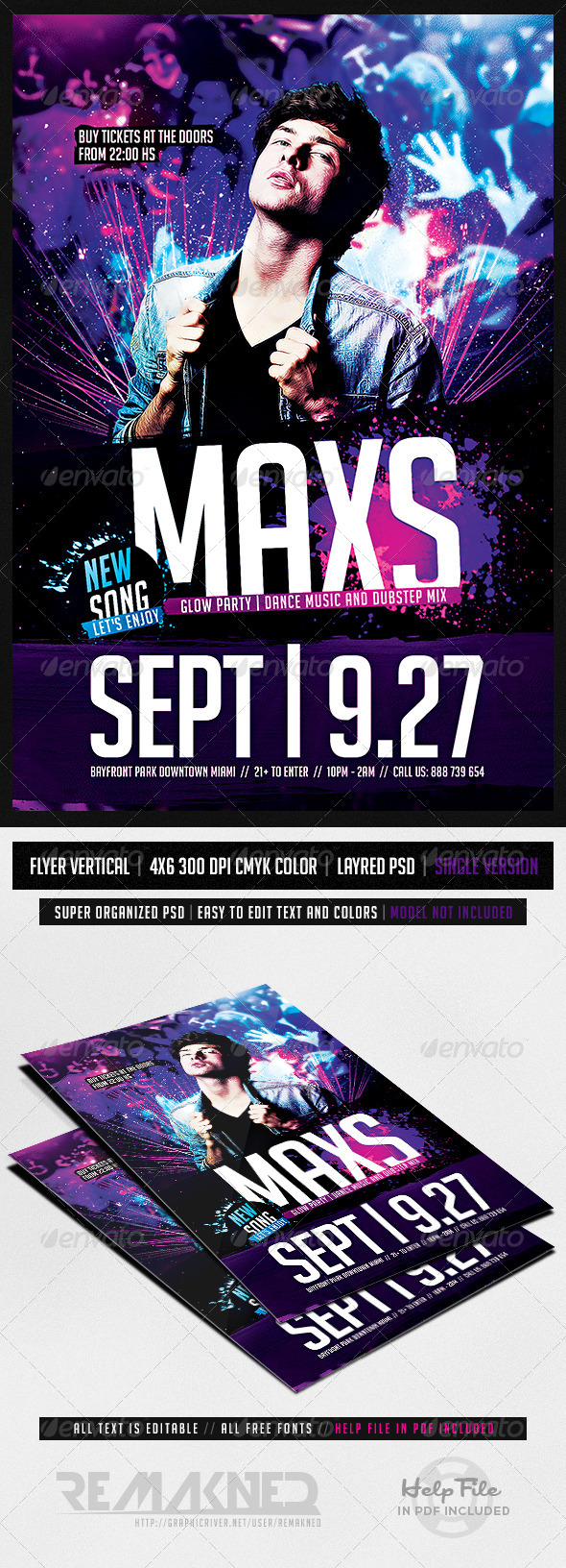 Electronic Glow Party | Flyer Template PSD - Flyers Print Templates