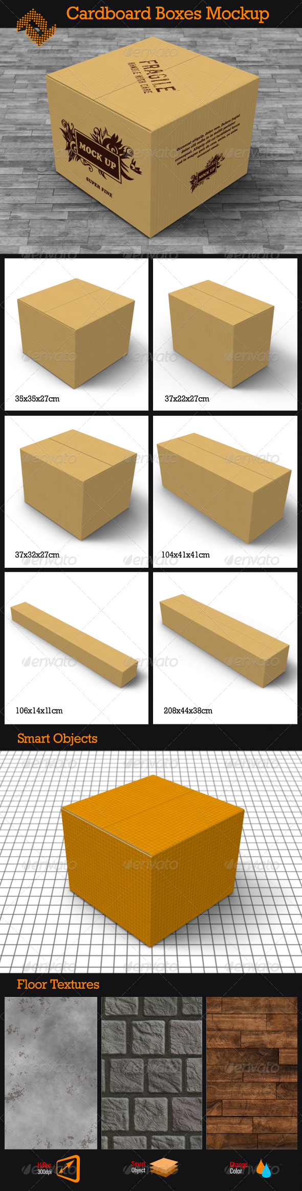Download 6 Cardboard Boxes Mockup By Fusionhorn Graphicriver PSD Mockup Templates