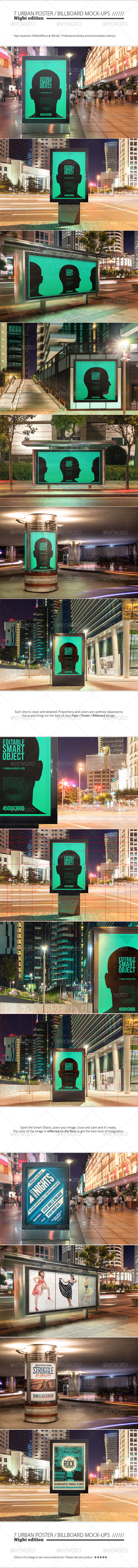 Urban Poster / Billboard Mock-ups - Night Edition - Posters Print
