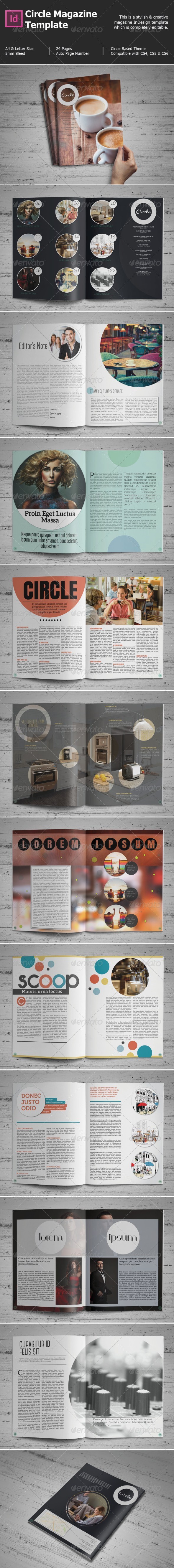Circle Magazine Template-Indesign 24 Page Layout - Magazines Print Templates