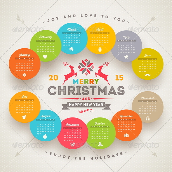 Calendar 15 With Christmas Type Design By Sergo Graphicriver