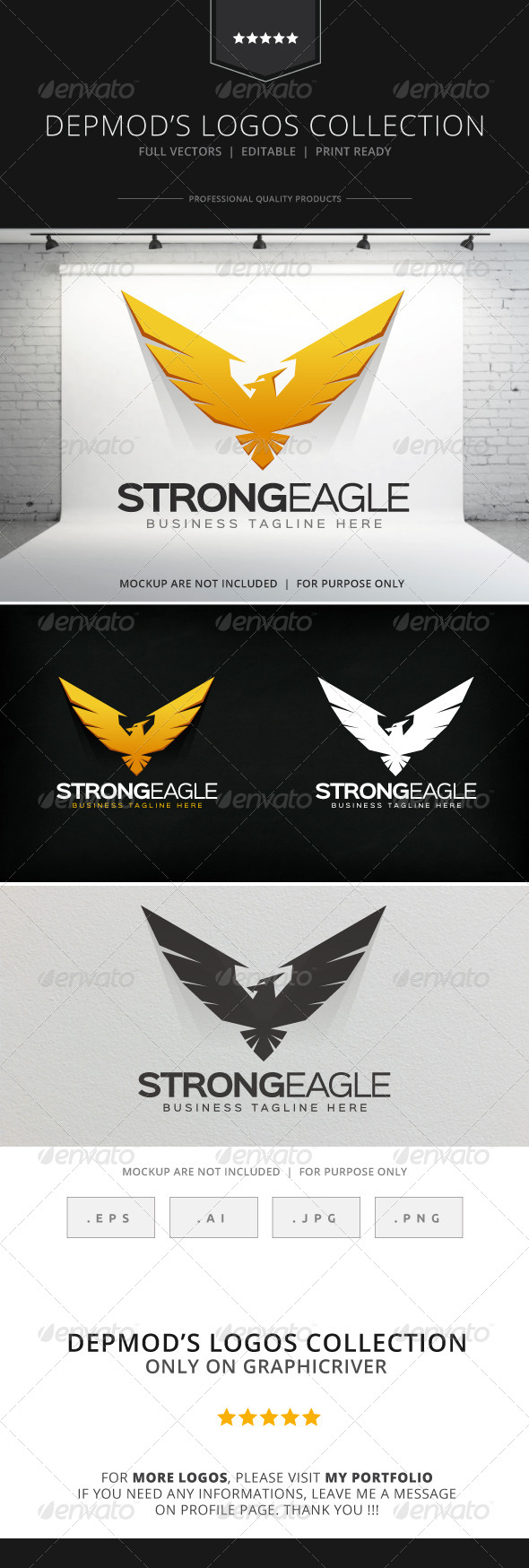 Free Black and White Eagle Logo Template to Edit Online, image size:590x1749