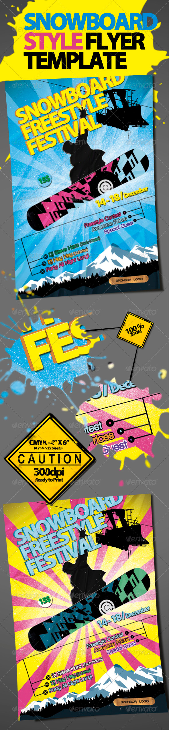 Snowboard Style Flyer Template - Sports Events