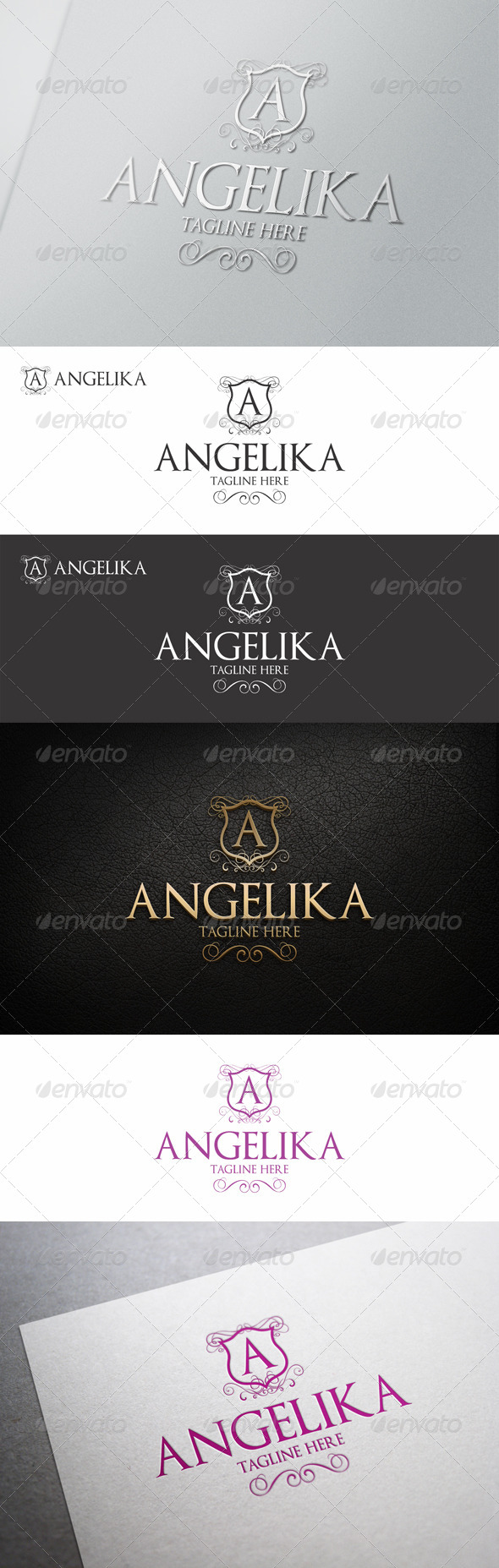 Angelika - Elegant Calligraphic Crest Logo - Crests Logo Templates