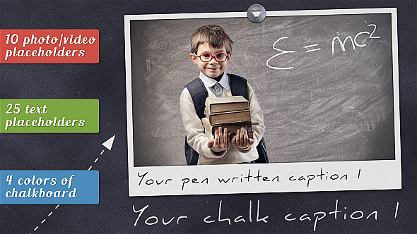 Photos On Chalkboard - VideoHive 8688285