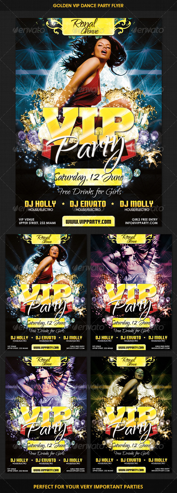 VIP Golden Dance Party Flyer - Clubs & Parties Events