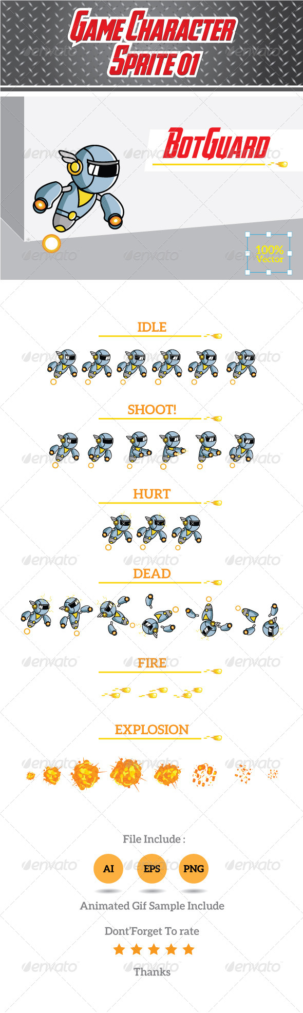 Game Character Sprite 01- BotGuard - Sprites Game Assets