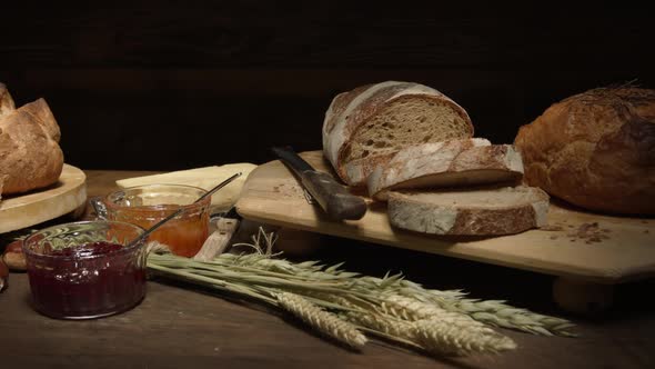Loaves of freshly baked organic bread