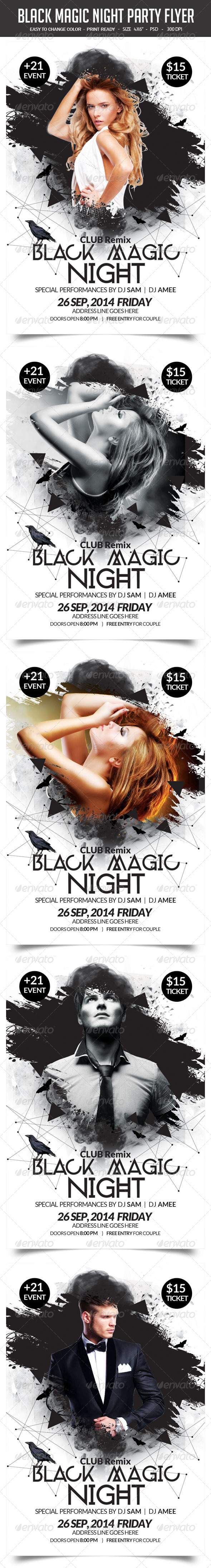Black Magic Night Flyer - Club PSD Template