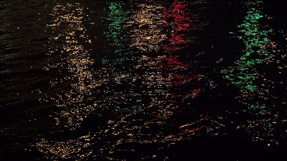 Reflections of Coloured Lights in the River