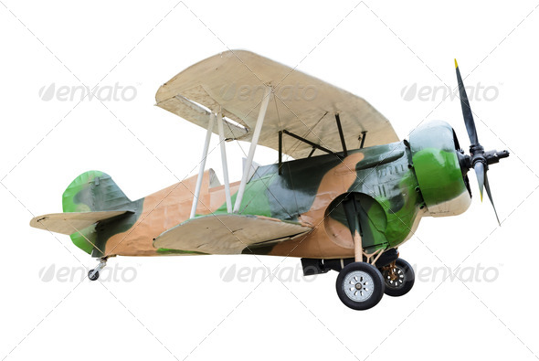 Old combat aircraft on white background - Stock Photo - Images