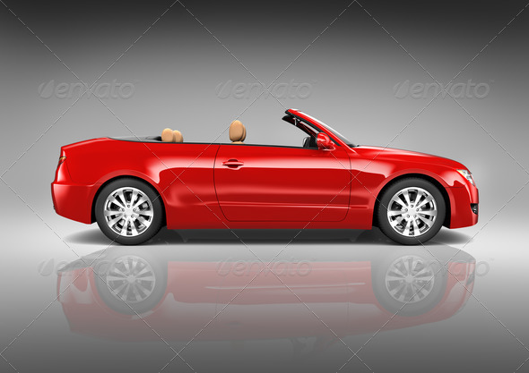 Red Sedan Convertible - Stock Photo - Images