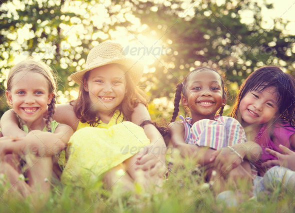 Children in a park - Stock Photo - Images