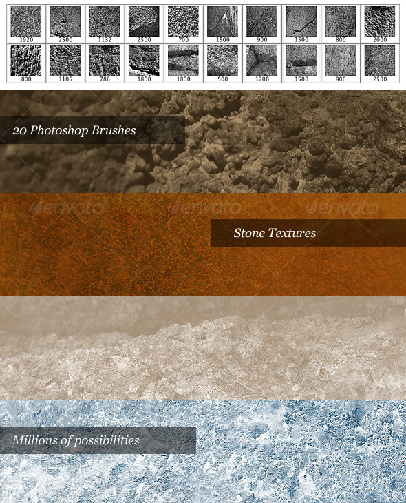 Stone Brush Pack (20 Photoshop Brushes) - Texture Brushes